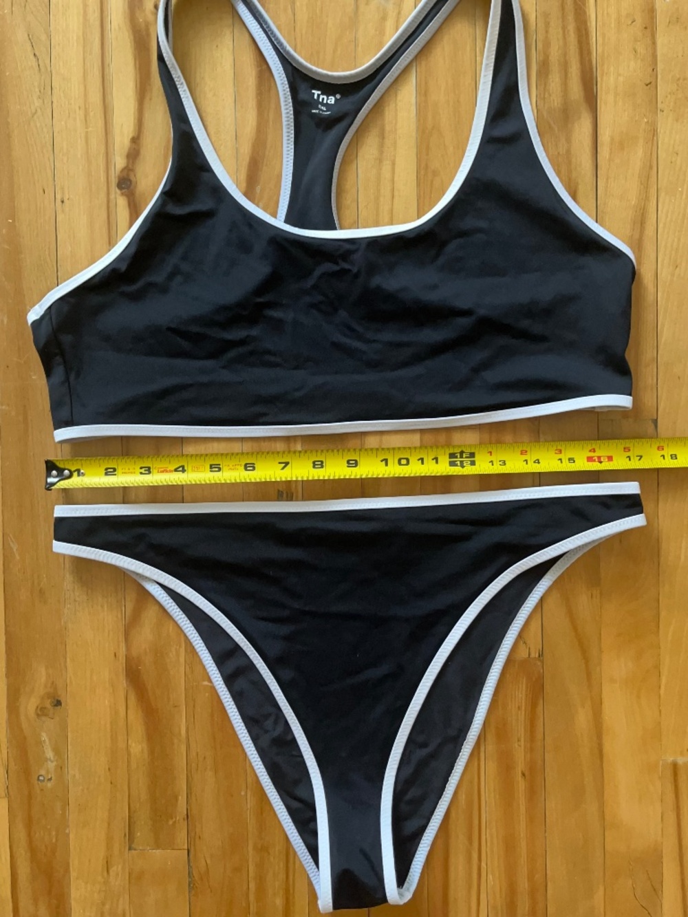TNA bikini in black with white piped trim - Size 2XL